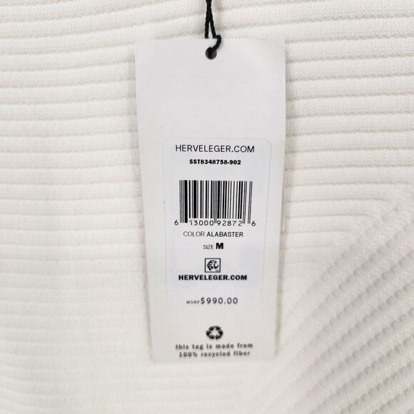 New Herve Leger Ribbed Tee Bodycon Dress Alabaster Contour Coreset Knit Medium - Picture 5 of 6